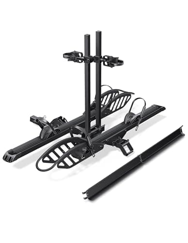 Young Electric E-Bike Rack with Ramp, Hitch 2 Bike Rack, 200 lbs Capacity Electric Bike Carrier, Foldable Platform Mount for Cars, Trucks, SUVs, Minivans, Up to 5-Inch Fat Tire for 2'' Receiver