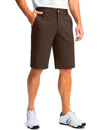 G Gradual Men's Golf Shorts with 4 Pockets 11" Inseam Stretch Quick Dry Casual Work Dress Shorts for Men(Dark Brown,36)