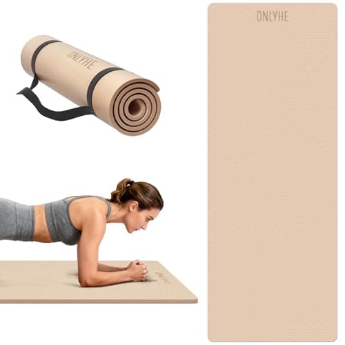 Yoga Mat Extra thick 8mm Exercise mat, Soft Lightweight TPE Fitness Mat with strap, High Elasticity, Anti-fatigue,non-slip mat for Women, Yoga, Camping, Travel, Gym & Outdoor | 72"L x 0.32"Th (Milk coffee, Widen(26 inch))