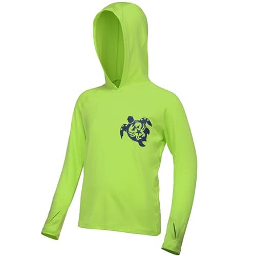 DRONIRING Boys Rash Guard Swim Hoodie, UPF 50+ UV Sun Protection Long Sleeve Fishing Shirt, Kids Youth SPF Water Shirts