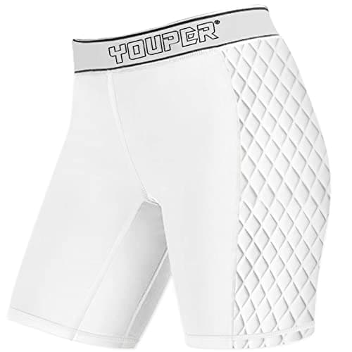 Youper Women's Classic Softball Sliding Shorts, Compression Padded Slider Shorts (White, Small)