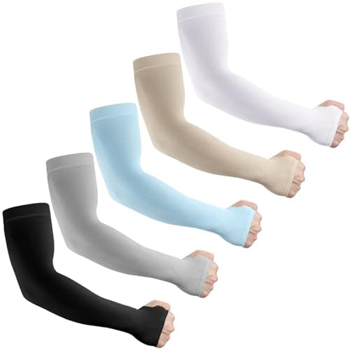 LUOLIIL VOE Arm Sleeves for Men & Women, Sun Protection Cooling Sleeves to Cover Arm Sport Sleeve for Football Cycling Golf Fishing (5 Pairs)