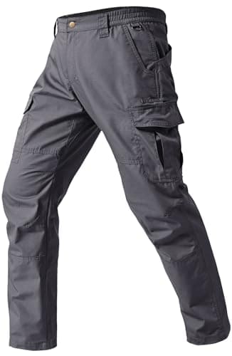 SPOSULEI Cargo Pants Men Durable Work Tactical Pants Outdoor Lightweight Ripstop Waterproof Utility Pants with Multi Pockets for Hiking Hunting Fishing Darkgrey 38Wx32L