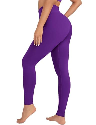 VALANDY High Waisted Yoga Pants Stretch Tummy Control Athletic Workout Running Leggings for Women Purple One Size