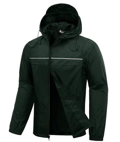 SWISSWELL Mens Rain Jacket & Coats Lightweight Waterproof Windbreaker Hooded for Golf Cycling Hiking Green M