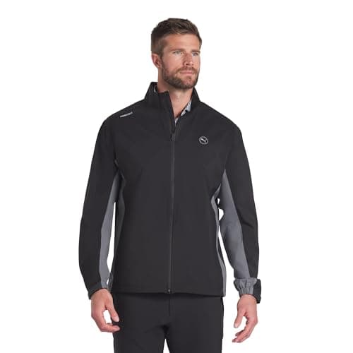 PUMA GOLF MEN'S DRYLBL RAIN JACKET, PUMA BLACK-SLATE SKY, L