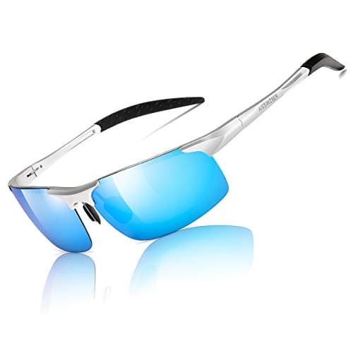aisswzber Mens Sports Polarized Sunglasses Driving Metal Frame UV Protection Sunglasses For Men 8177
