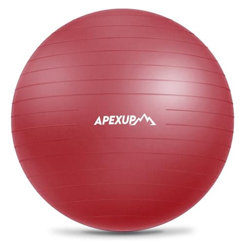 APEXUP Yoga Ball Exercise Ball Anti Slip Heavy Duty for Fitness, Balance & Core Workout, Balance Training, Pregnancy & Physical Therapy, 5 Sizes (XXL(31"~34") 85cm, Red)