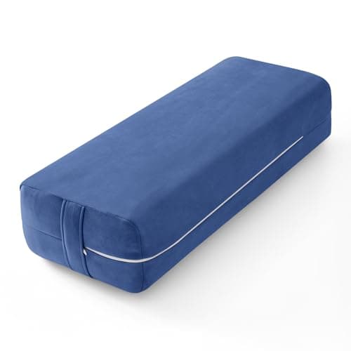 Wellsin Yoga Bolster Pillow for Restorative - Yoga Meditation Pillow with Washable Suede Cover, 27"X10" X5.5", Blue