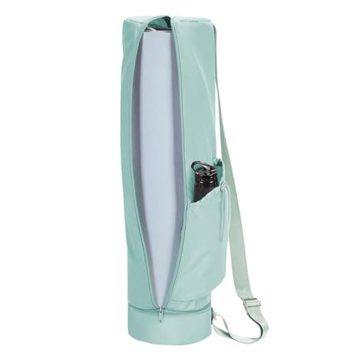 sportsnew Yoga Mat Bag, Full Zip Cargo Yoga Mat Carrier Bag with Drawstring Water Bottle Pocket and Bottom Wet Pocket, Yoga Mat Carrier Holder Multi-Functional Storage Bag, Mint Green