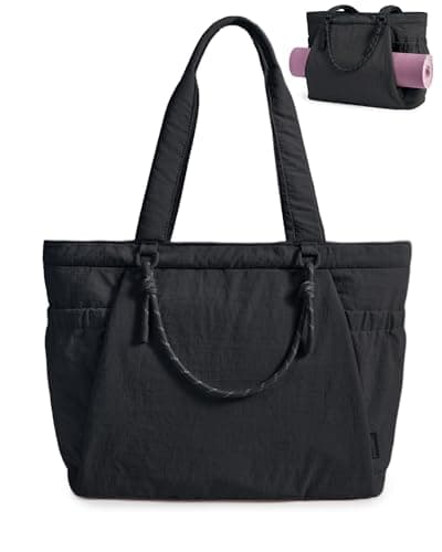 BAGSMART Yoga Tote Bag for Women with Knotted Handle, Lightweight Pilates Bag with Yoga Mat Holder, Gym Bag for Work Travel