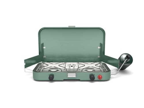 Coleman Cascade 222 2-Burner Camping Stove, Portable Cooktop with 22,000 BTUs, Matchless Lighting, & Dual Wind Guards, Great for Outdoor Cooking, Camping, Tailgating, Grilling, BBQs, & More