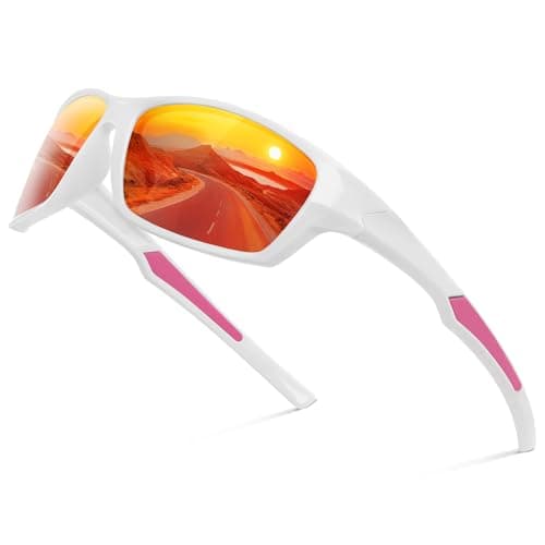 Fanshen Polarized Sunglasses Men Women, Wrap Around Mens Sunglasses for Mens Womens Cycling Running UV Protection (Matte Black/Red)