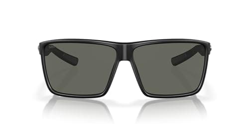 Costa Del Mar Men's Rincon Fishing and Watersports Rectangular Sunglasses, Matte Black/Grey Polarized-580G, 63 mm