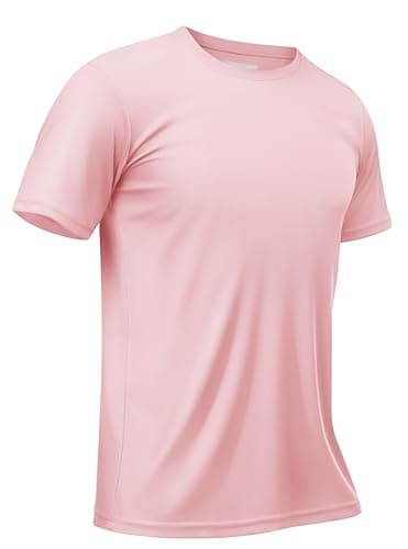 TACVASEN Men's Athletic Shirts Swim Short Sleeve Mens Workout Shirts Quick Dry Fit Running Performance Sun Protection UPF 50+ T-Shirt Light Pink S