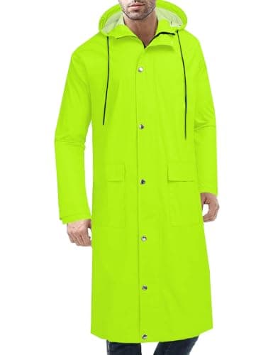 COOFANDY Long Rain Coats for Men Waterproof Trench Rain Jacket with Hood