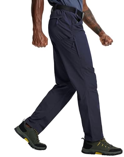 Mens Work Pants Waterproof Lightweight Nylon Cargo Flex Tactical Pants for Men Quick Drying Summer Outdoor (Navy Blue, 38W*32L)