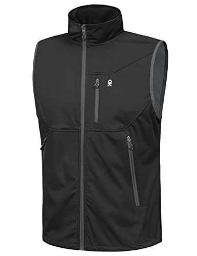 Little Donkey Andy Men's Lightweight Softshell Vest, Windproof Sleeveless Jacket for Travel Hiking Running Golf Black XXXL