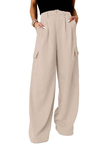 Dokotoo Women's Pants 2024 Lady Pants Women High Waisted Baggy Wide Leg Mom Boyfriend Cargo Jeans Trendy Casual Trouser with 4 Pockets Gray