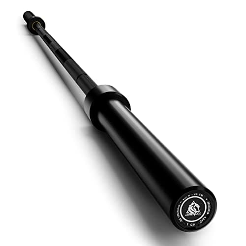 LIONSCOOL 7ft Olympic Barbell (40lbs Weight, Black E-coating, 500LBS, Center Knurl)