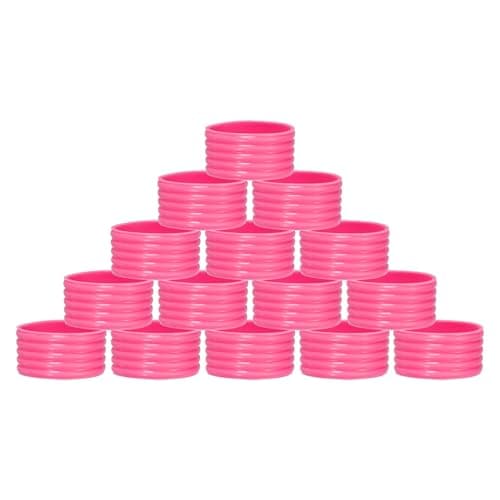 MECCANIXITY Tennis Racket Silicone Racquet Grip Ring Racket Band Rubber Ring Non Slip Absorbent Overgrip in Place for Badminton Squash Handle, Fuchsia 15Pcs