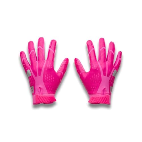 Under Armour Men's Blur Football Gloves, (694) Pink Rave/Virtual Pink/Metallic Silver, X-Small