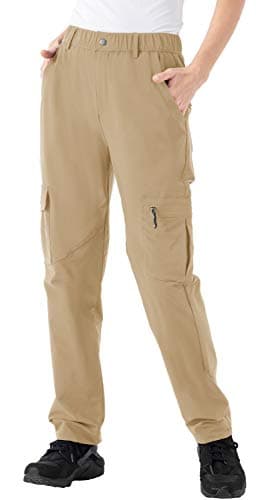 Rdruko Women's Waterproof Hiking Pants Quick Dry Stretch Lightweight Outdoor UPF 50+ Fishing Travel Camping Pants Khaki XX-Large