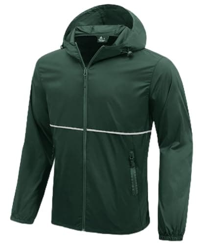 ZITY Breathable Rain Jacket for Men Waterproof Windproof Raincoat with Hood Foldable for Hiking Golf Cycling‌ Dark Green XXXL