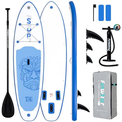FunWater SUP Inflatable Stand Up Paddle Board 10'6×33"×6" Ultra-Light Inflatable Paddleboard with ISUP Accessories,Fins,Adjustable Paddle, Pump,Backpack