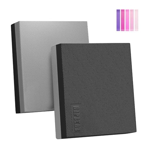 HAPBEAR Exercise Balance Pad 2-Pack - 15"x12" Non-Slip Stability Training Mats - 2.25" Thick Soft Cushioned Foam - for Physical Therapy & Core Training - Bonus Resistance Band Included