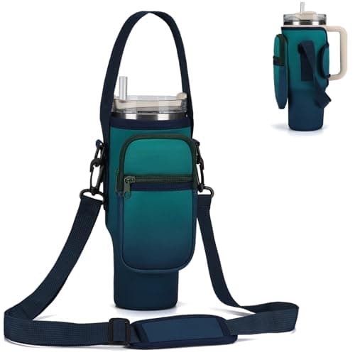 GOEWY Water Bottle Carrier Bag for Stanley 40oz Tumbler with Phone Pocket Water Bottle Holder with Strap Neoprene Water Bottle Pouch for Stanley Cup Accessories