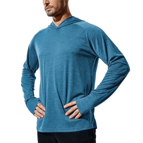 MIER Men's UPF 50+ Sun Protection Hoodie Long Sleeve SPF Fishing Hiking Quick Dry Running Thumbhole UV Shirts Lightweight, Brilliant Blue, XXXL