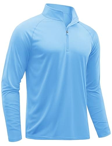 TACVASEN Long Sleeve Swim Shirts for UPF 50+ Sun Protection Shirts Quick Dry Rash Guard Outdoor 1/4 Zip T-Shirts Waterfall Blue S
