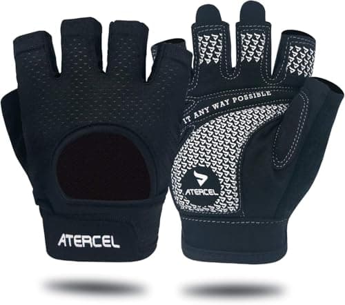 ATERCEL Weight Lifting Gloves Full Palm Protection, Workout Gloves for Gym, Cycling, Exercise, Breathable, Super Lightweight for Men and Women(Black, M)