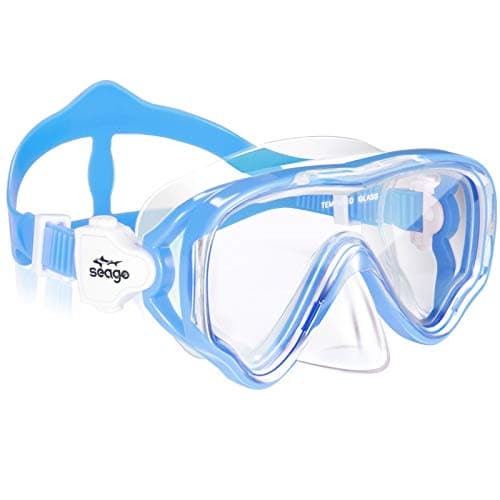 Seago Swimming Mask Swim Goggles for Kids Boys Girls Youth 6-14 8-12 8-14 4-7, Anti-Fog 180° Panoramic View Soft Silicone Skirt Kids Pool Underwater Swimming Goggles with Nose Cover, Snorkel Equipment