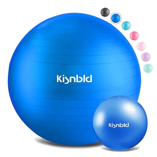 kisnbld Exercise Ball, Extra Thick Yoga Ball for Workout Pregnancy Stability, 4 Sizes Anti-Burst Balance Ball with Foot Pump - Heavy Duty Fitness Ball Chair for Office, Home & Gym