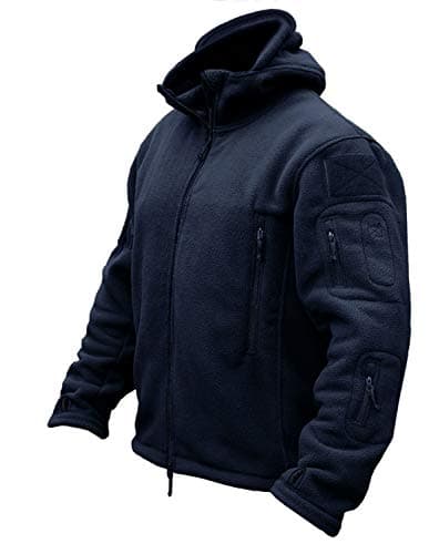 CRYSULLY Man Zipper Warm Coat Jacket Sportswear Fleece Lining Hiking Skiing Travelling Jacket Coats Navy Blue