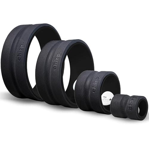 Chirp Wheel Foam Roller – Targeted Back & Neck Relief, Lumbar Spine Stretcher, Spinal Decompression Back Stretcher, Massage Roller with Density Foam for Physical Therapy, Supports 500lbs, 4-Pack Black