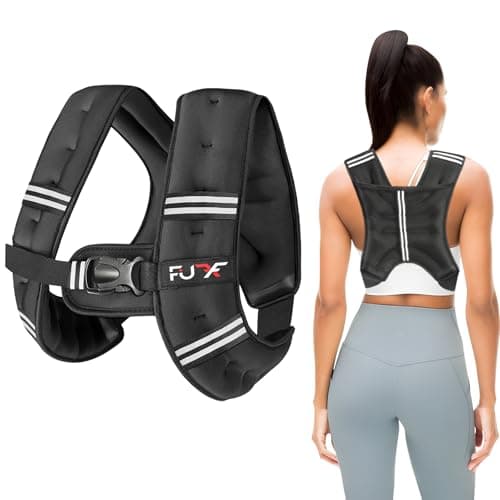 FUFF Weighted Vest Woman, 10 LB Womens Weight Vest for Walking, Strength Training Weight Vests for Female Men, Reflective Stripe Fitness Body Vest for Workout Running Jogging (Black)