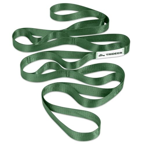 Trideer Non-Elastic Stretching Strap with Loops for Physical Therapy & Rehab, Knee Hip Leg ROM Post-Surgery, Yoga Strap for Stretching, Leg Lifter Strap Mobility Aid, Hamstring Calf Back