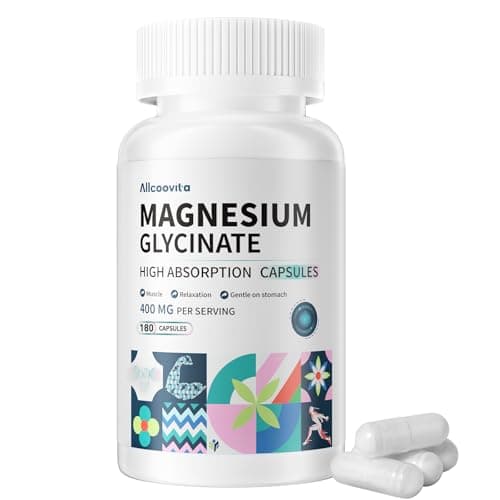 Magnesium Glycinate 400 MG per Serving 100% Chelated for High Absorption, Gentle On Stomach, Non-GMO, 180 Vegetarian Capsules