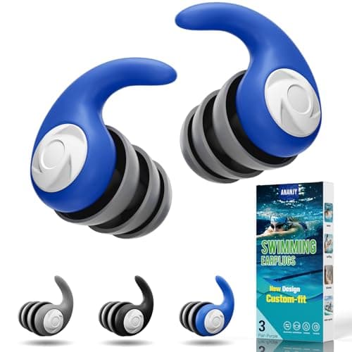 Waterproof Swimming Ear Plugs for Adults - 3 Pairs of Reusable Soft Silicone Swim Earplugs,Perfect for Surfing, Diving,Pool,Showering and Other Water Sports - Keep Water Out and Ear Protection