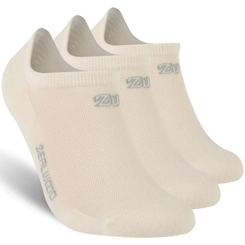 ZEAL WOOD 3 Pairs Men Sports No Show Low Cut Wool Running Athletic Mens Ankle Wool Hiking Socks Women Moisture Wicking Merino Wool Tennis Golf Socks Gifts for Women -White M