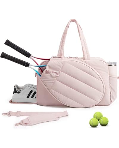 BAGSMART Tennis Gym Bag for Women, Tennis Backpack Holds 2 Rackets with Shoe Compartment, 15.6" Laptop Gym Backpacks for Court, Off-work, Everyday & Overnight Weekend, Tennis Gym Bag/Candy Pink