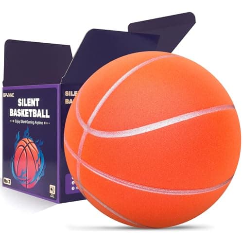 BYYNNE Silent Basketball Size 7 (29.5") – Noiseless Indoor Basketball for Quiet Dribbling and Indoor Training, Pro Grooved Airless PU Foam Basketball – Real Feel Higher Bounce Quieter (Orange)