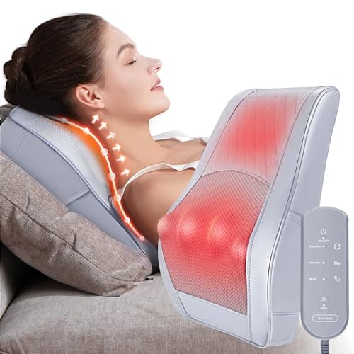 Boriwat Neck and Shoulder Massager with Heat, Shiatsu Massage Pillow with 3D Deep Tissue Kneading for Back Legs Foot Body Pain Relief,at Home Office Car, for Mom & Dad