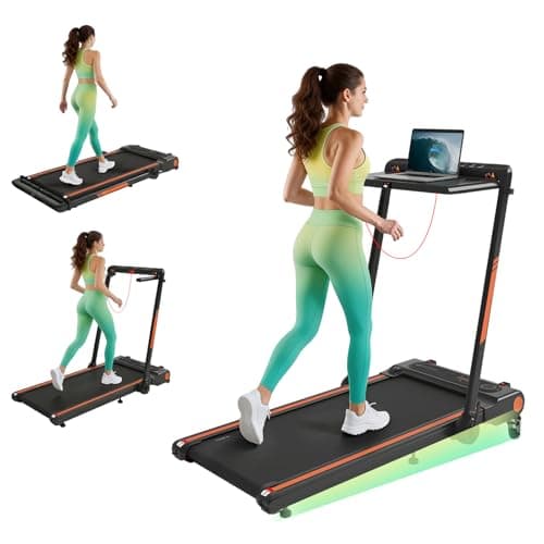 POTUPUS Compact Electric Treadmills for Home Small, 3.5HP Portable Mini Walking Pad Treadmill with Adjustment Height, 0.6-8MPH Under the Desk Walking Pads Treadmill for Home Exercising, 300LBS