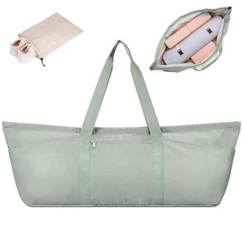 Large Yoga Mat Bag with Shoes Compartment and Wet Pocket Ladies Pilates Gym Tote Bag with Yoga Mat Holder Strap for Women Men Workout Carrier Stuff Accessories (Green)