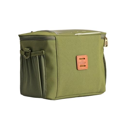 TOURBON Nylon Bike Handlebar Bag with Shoulder Strap, Insulated Cooler Bag Bicycle Front Basket Storage Pouch with 6.5 inch Transparent Pouch