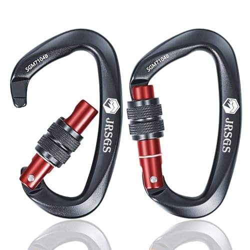 JRSGS 25KN Locking Climbing Carabiner Clips, UlAA Certified Rockclimbing Carabiner,Heavy Duty Carabiners Equipment,Large SizeCarabiner for Climbing, Rappelling,Hunting and Rescue